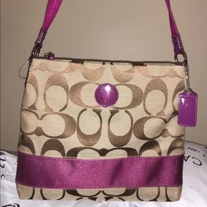 Authentic Coach Signature Stripe Large File Bag